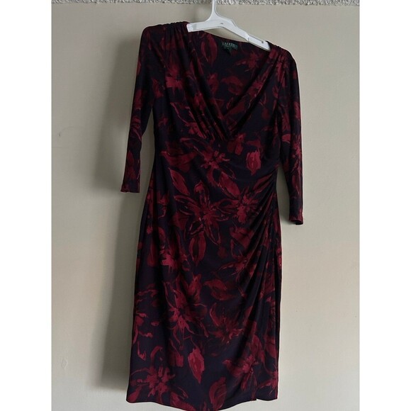 Lauren Ralph Lauren Red and Black Floral Dress - Picture 1 of 6
